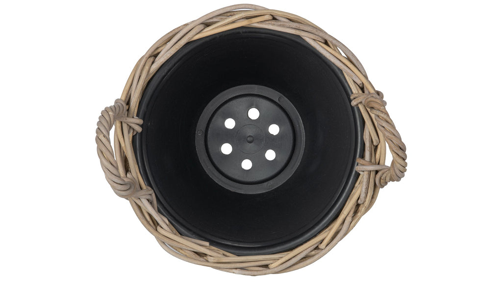 Rattan Kobo Indoor & Outdoor Planter Basket with Ear Handles & Plastic Pot
