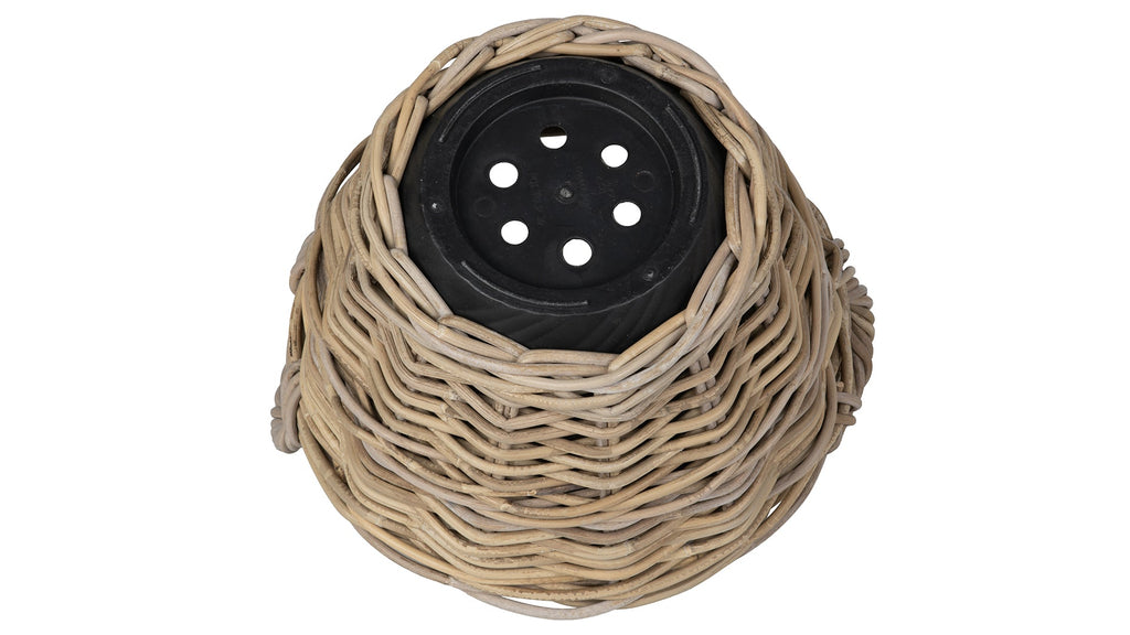 Rattan Kobo Indoor & Outdoor Planter Basket with Ear Handles & Plastic Pot