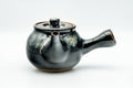 Japanese Kyusu - Jet Black Hare's Fur Drip-Glazed Do-ake Ceramic Filter Teapot - 340ml