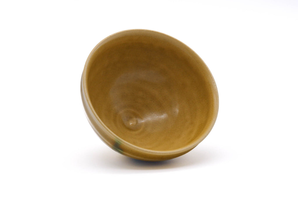 Japanese Matcha Bowl - Yellow Green Striped Ki Seto-yaki Tenmoku-gata Chawan - 350ml