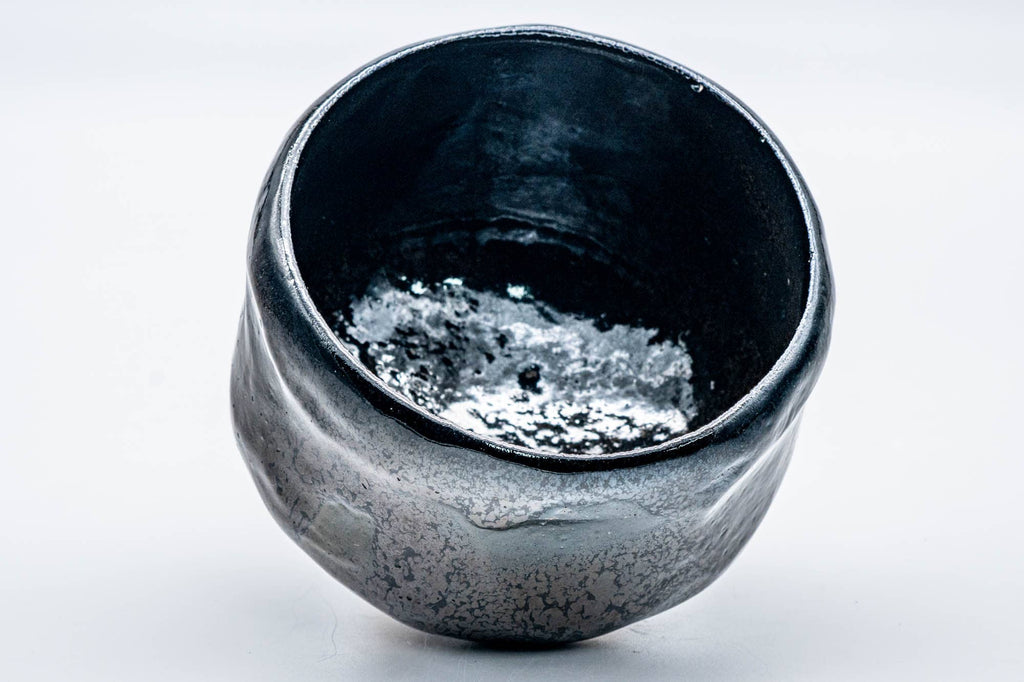 Japanese Matcha Bowl - 手 Classic Black Faceted Kuro-Raku Chawan - 300ml