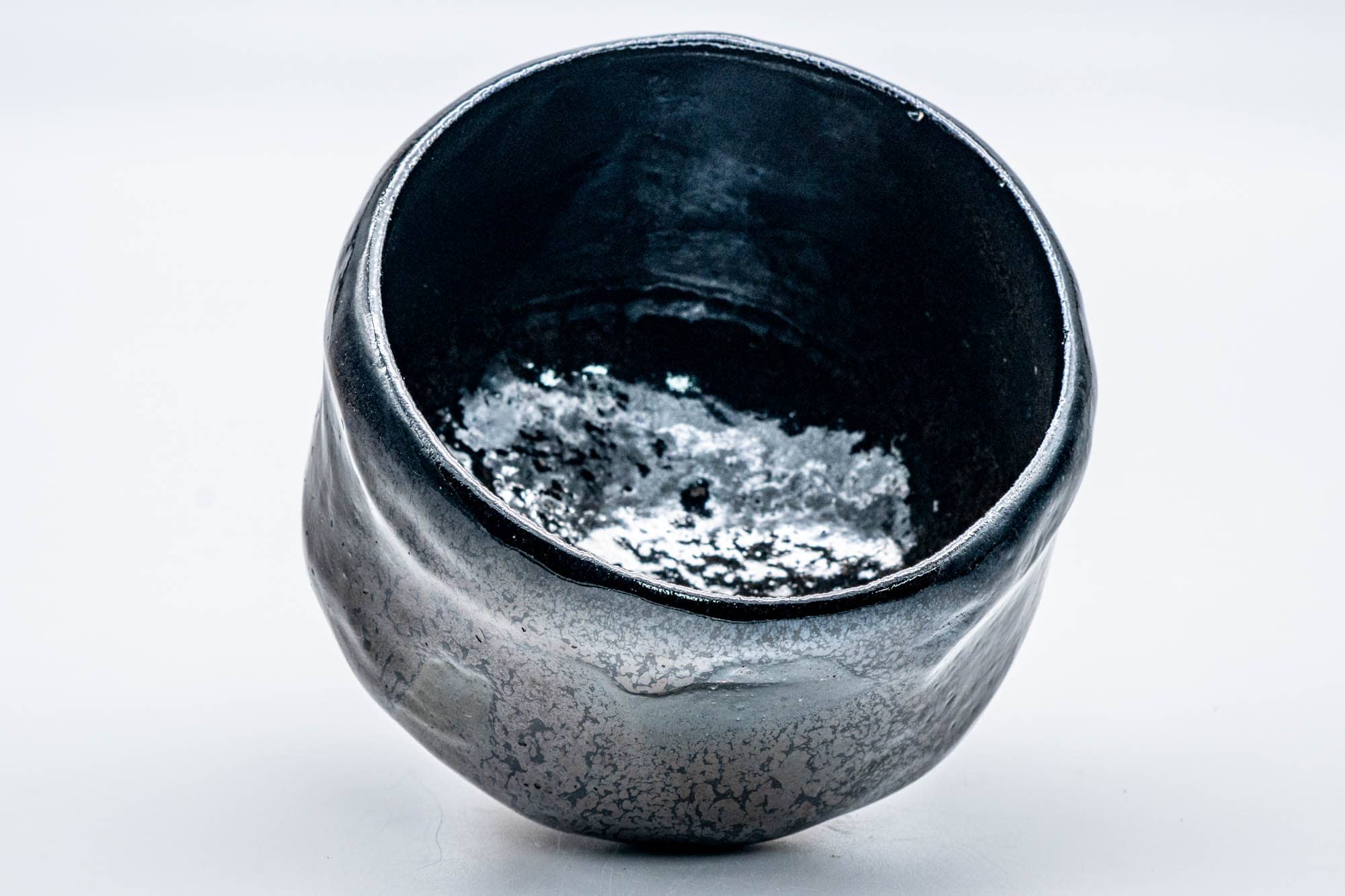 Japanese Matcha Bowl - 手 Classic Black Faceted Kuro-Raku Chawan - 300ml