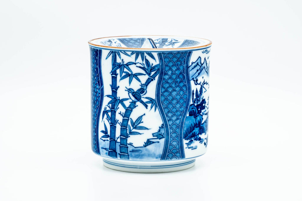 Japanese Mizusashi - Bamboo Geometric Patterned Arita-yaki Fresh Water Jar - 1200ml