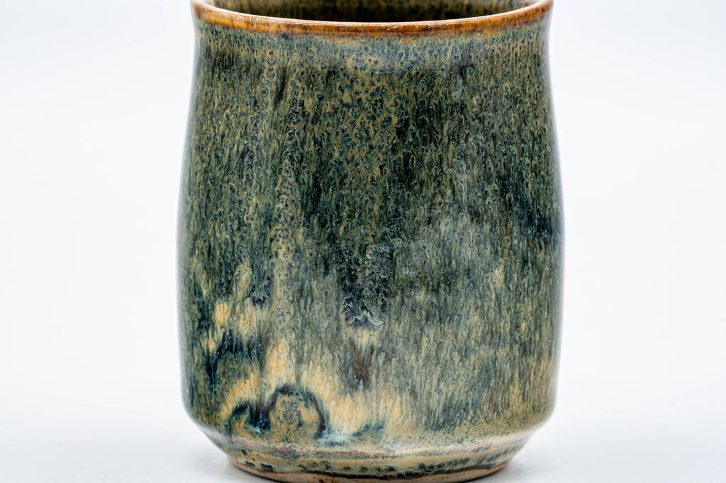 Japanese Teacup - Green Yellow Drip-Glazed Yunomi - 150ml