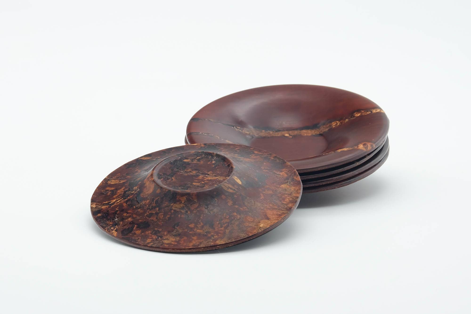 Japanese Chataku - Set of 5 Cherry Bark Wooden Tea Saucers