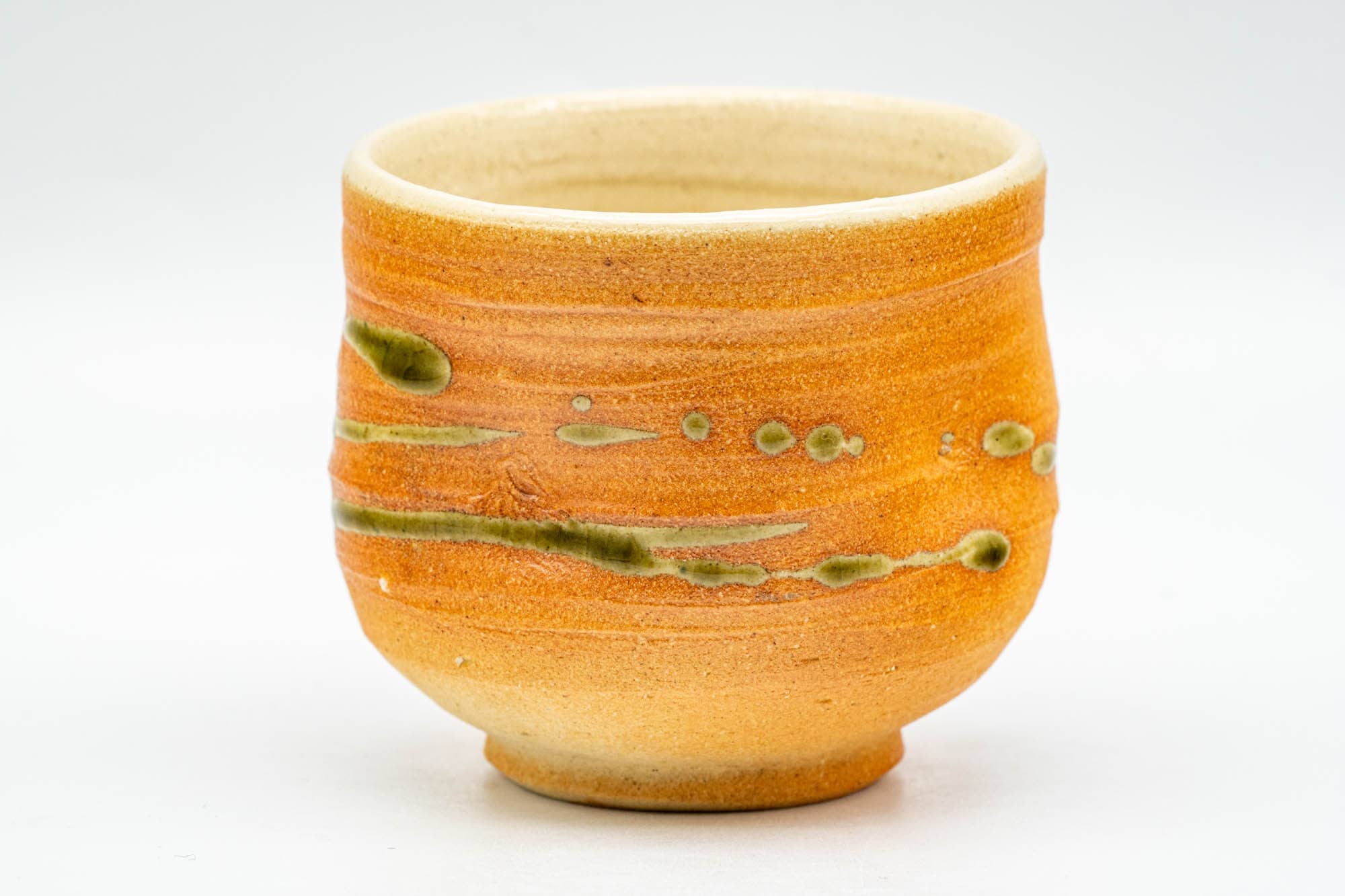 Japanese Teacup - Orange Green Streaking Glazed Yunomi - 120ml