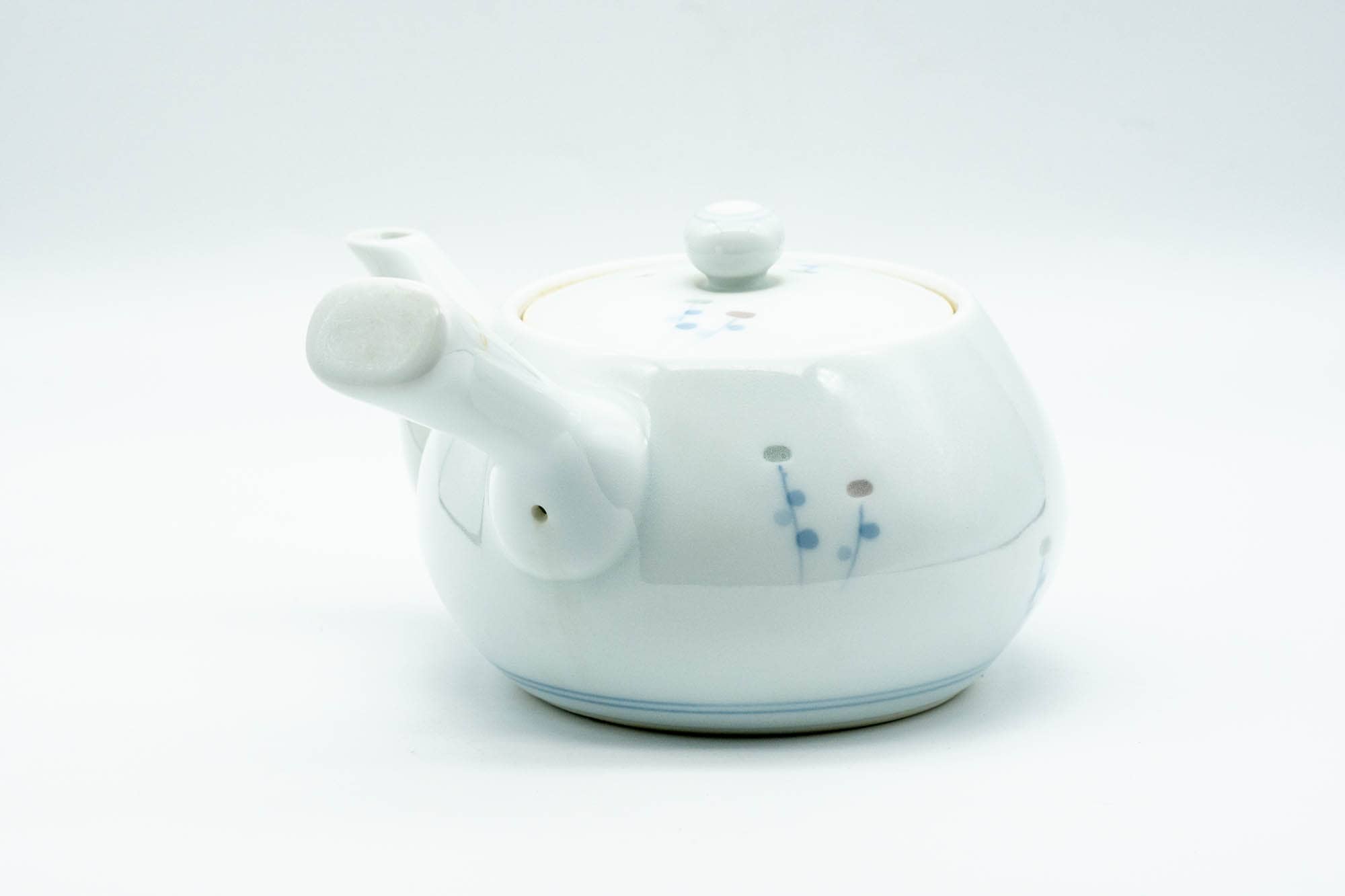 Japanese Kyusu - Floral White Porcelain Arita-yaki Debeso Teapot - 240ml