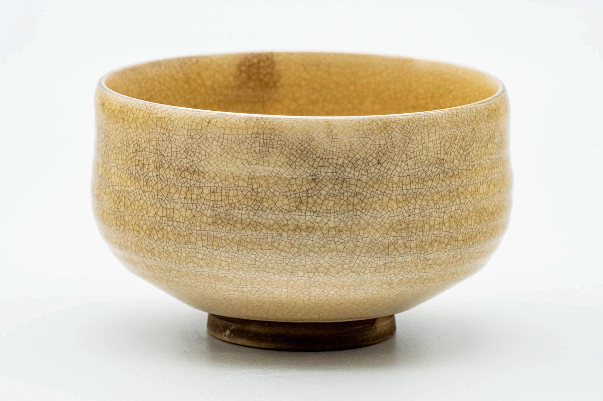 Japanese Matcha Bowl - Floral Beige Crazed Kutani-yaki Chawan - 300ml