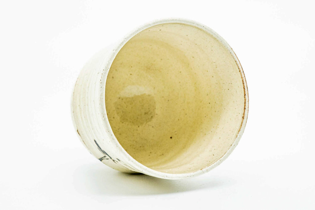 Japanese Teacup - Large Egrets Milky Glazed Yunomi - 300ml