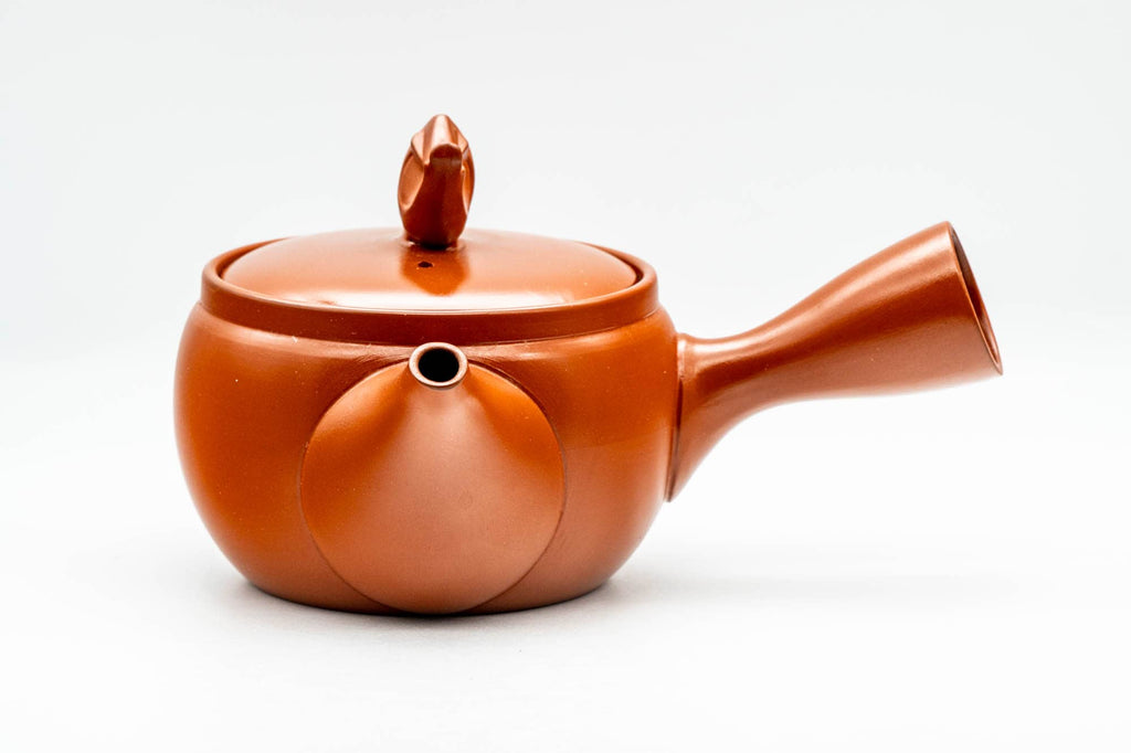 Japanese Kyusu - Kanji Pig Red Shudei Tokoname-yaki Mesh Teapot - 360ml