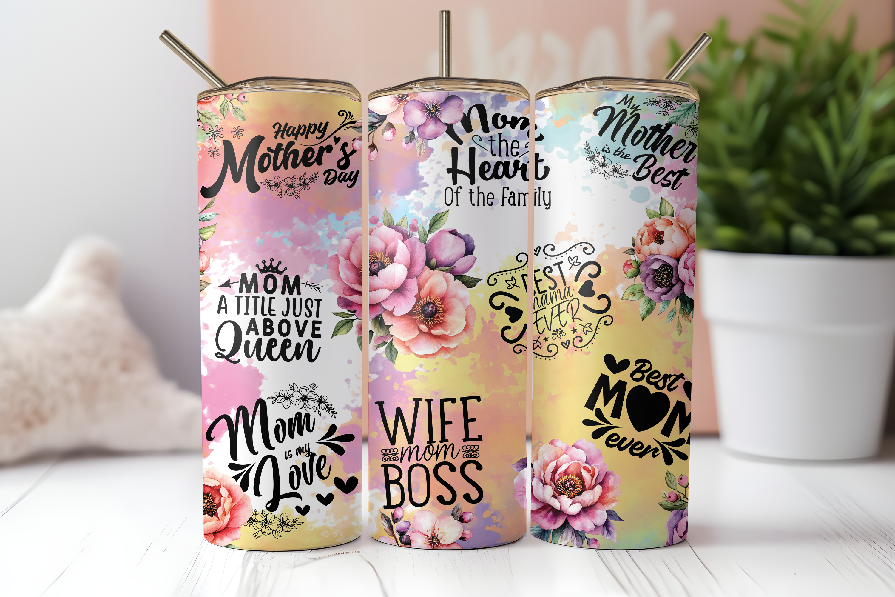 Digital Sublimation Designs - Mom Vibes Collection Tumbler Wraps