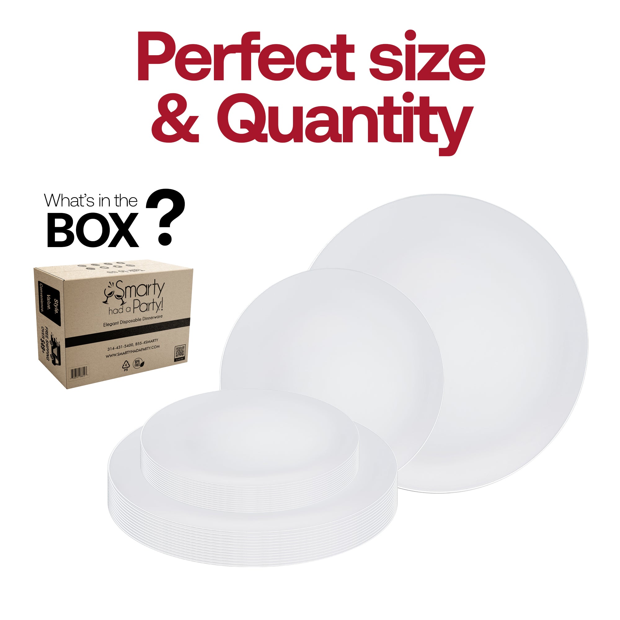 White with Silver Rim Organic Round Disposable Plastic Dinnerware Value Set