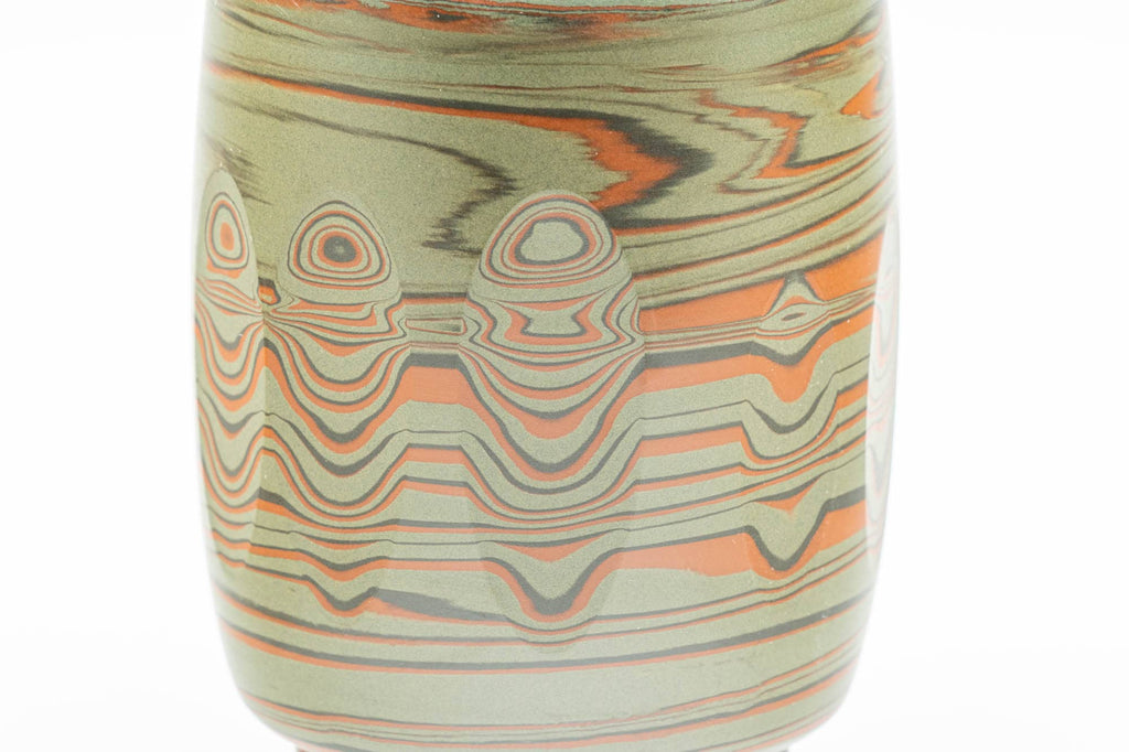 Japanese Teacup - 雲仙窯 Unzen Kiln - Carved Nerikomi Tokoname-yaki Yunomi - 170ml