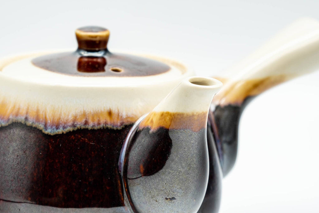 Japanese Kyusu - Brown Yellow Drip-Glazed Debeso Teapot - 275ml