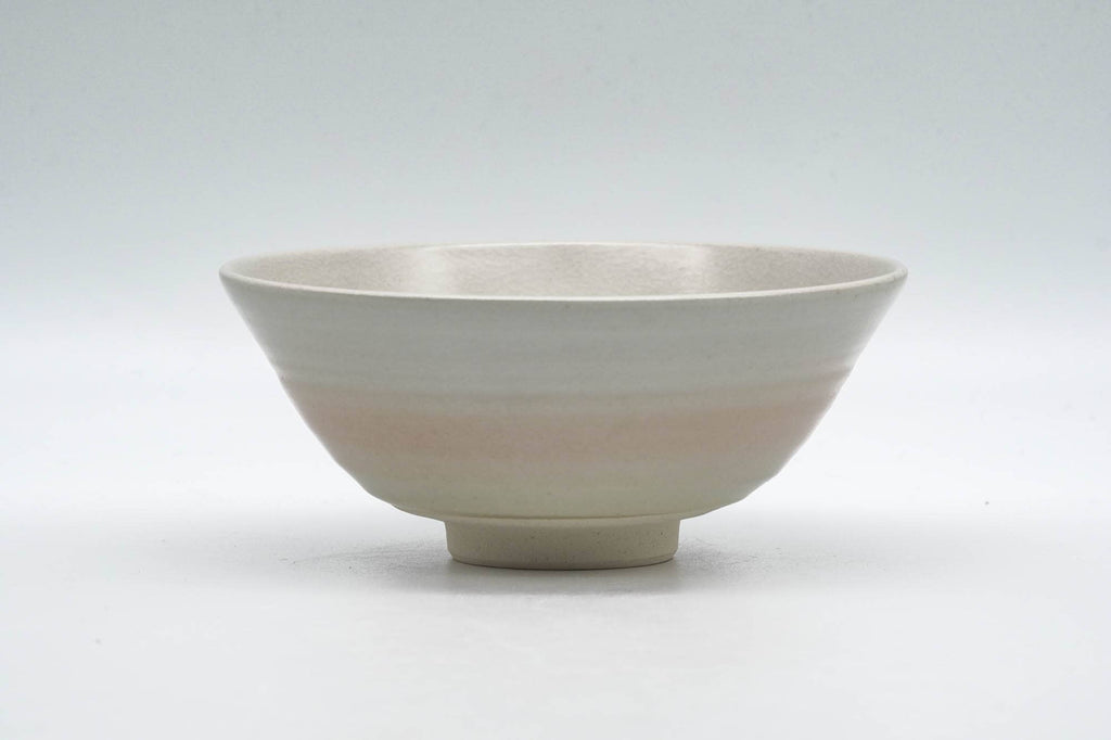 Japanese Matcha Bowl - Beige Pink Spiraling Kyo-yaki Summer Chawan - 150ml