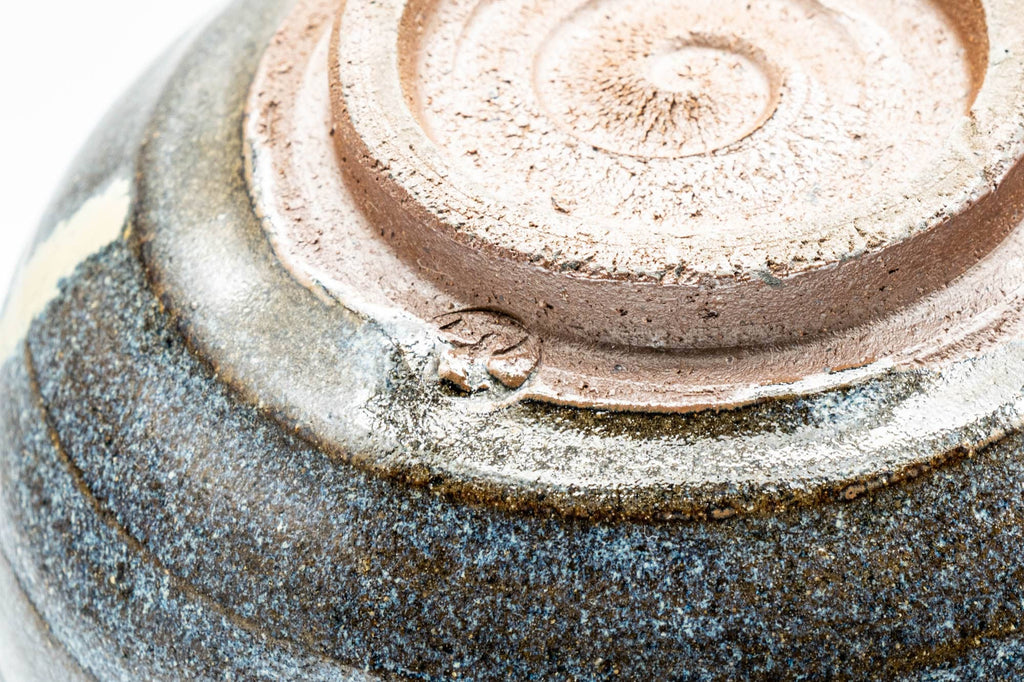 Japanese Matcha Bowl - Black Beige Drip-Glazed Wabi-Sabi Chawan - 300ml