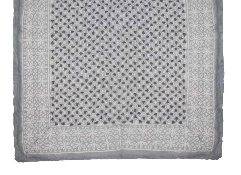 Hand Block Print Cotton Quilt and Bed Spread, Gray
