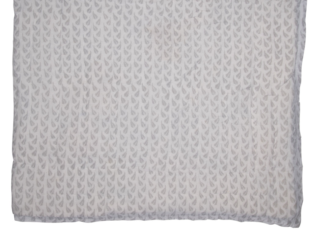 Hand Block Print Cotton Quilt and Bed Spread, Gray