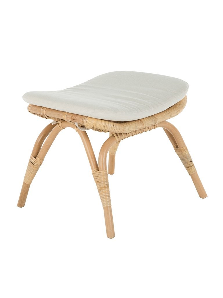 Rattan Loop Foot Stool and Ottoman, Natural Brown