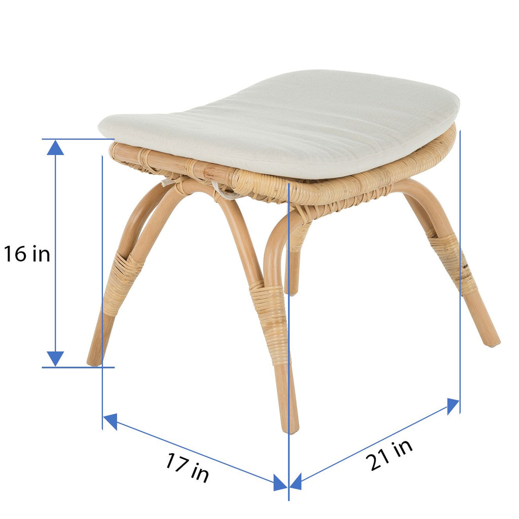 Rattan Loop Foot Stool and Ottoman, Natural Brown