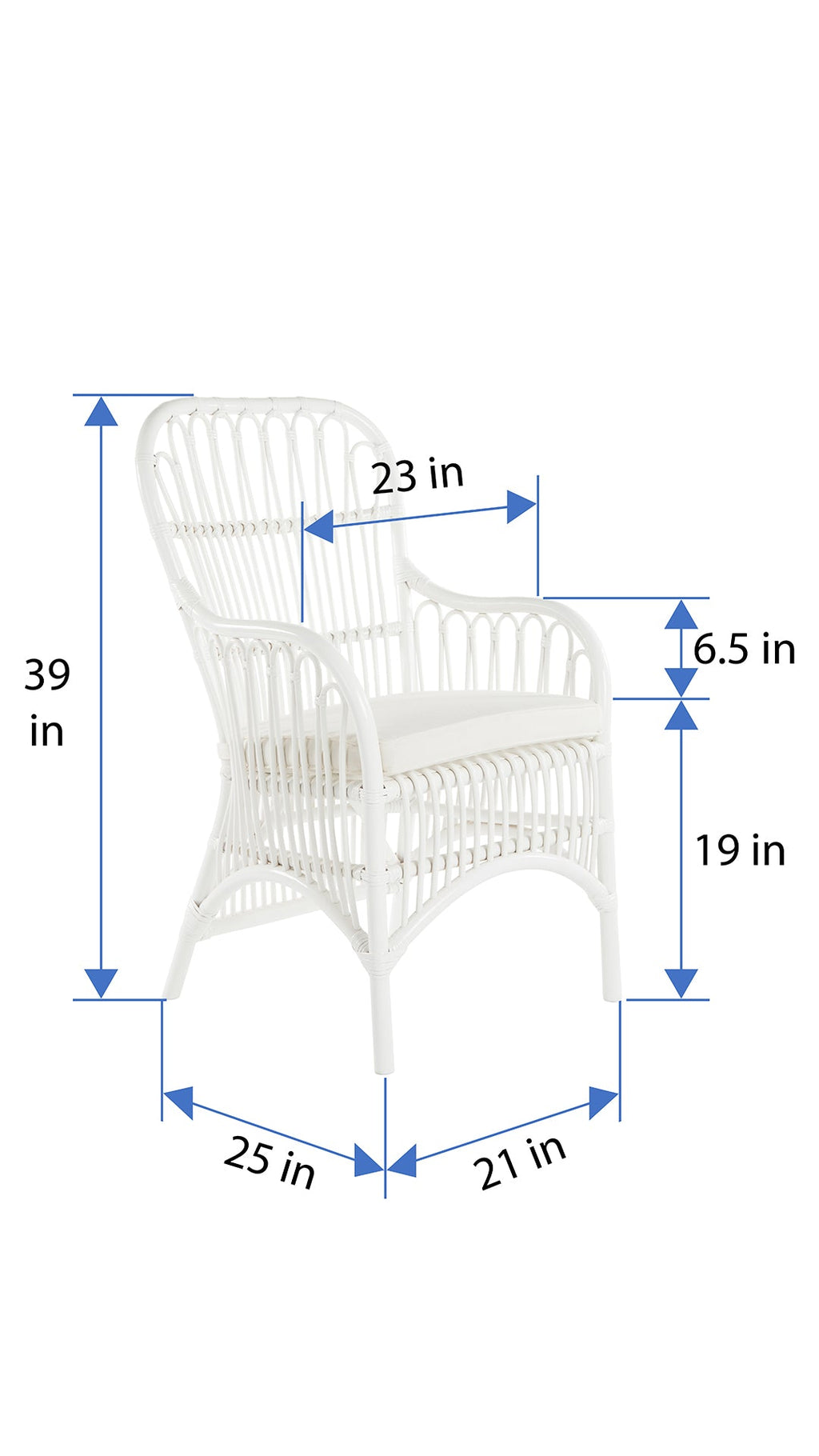 Rattan Loop Armchair with Seat Cushion, Set of 2 Chairs