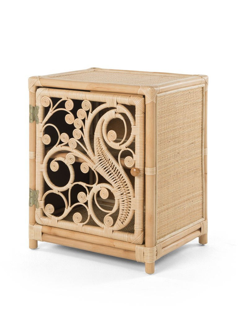 Rattan Peacock Nightstand, Natural Brown