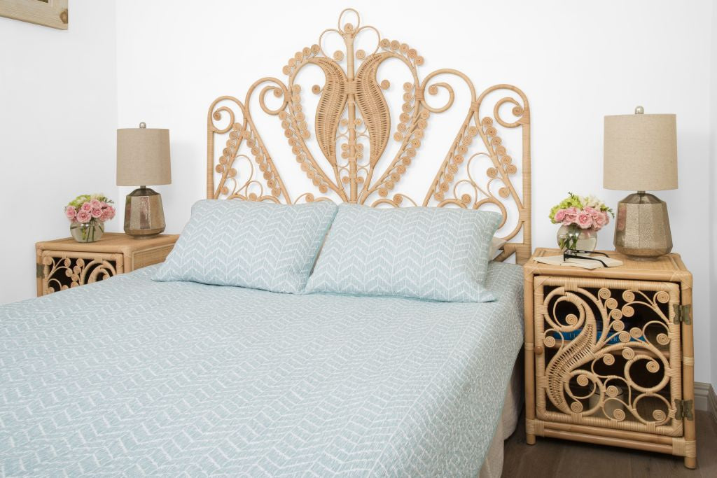 Rattan Peacock Nightstand, Natural Brown