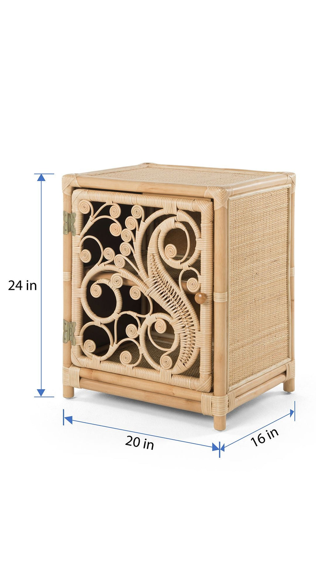Rattan Peacock Nightstand, Natural Brown