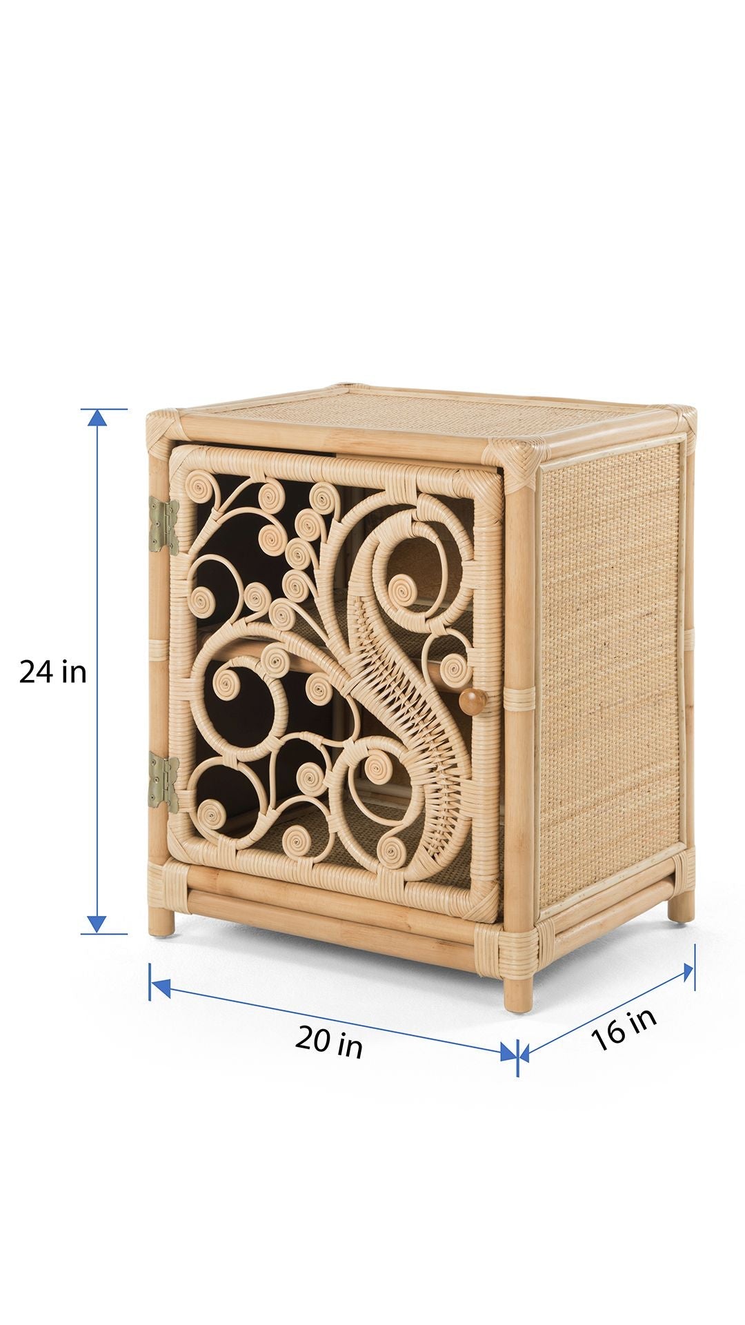 Rattan Peacock Nightstand, Natural Brown
