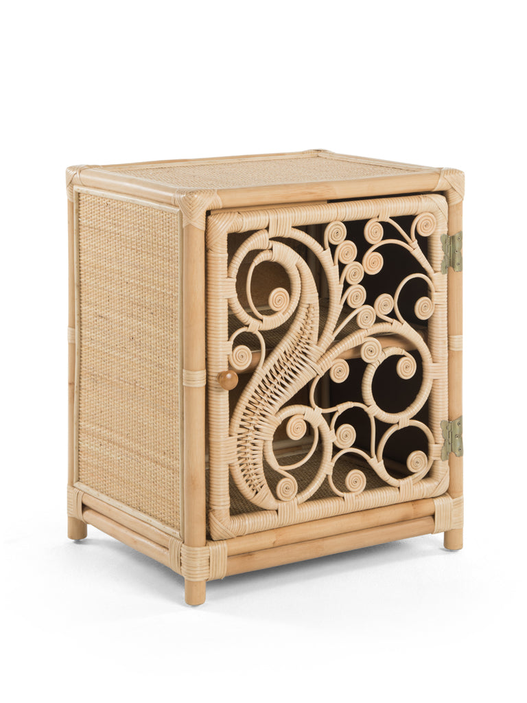 Rattan Peacock Nightstand, Natural Brown