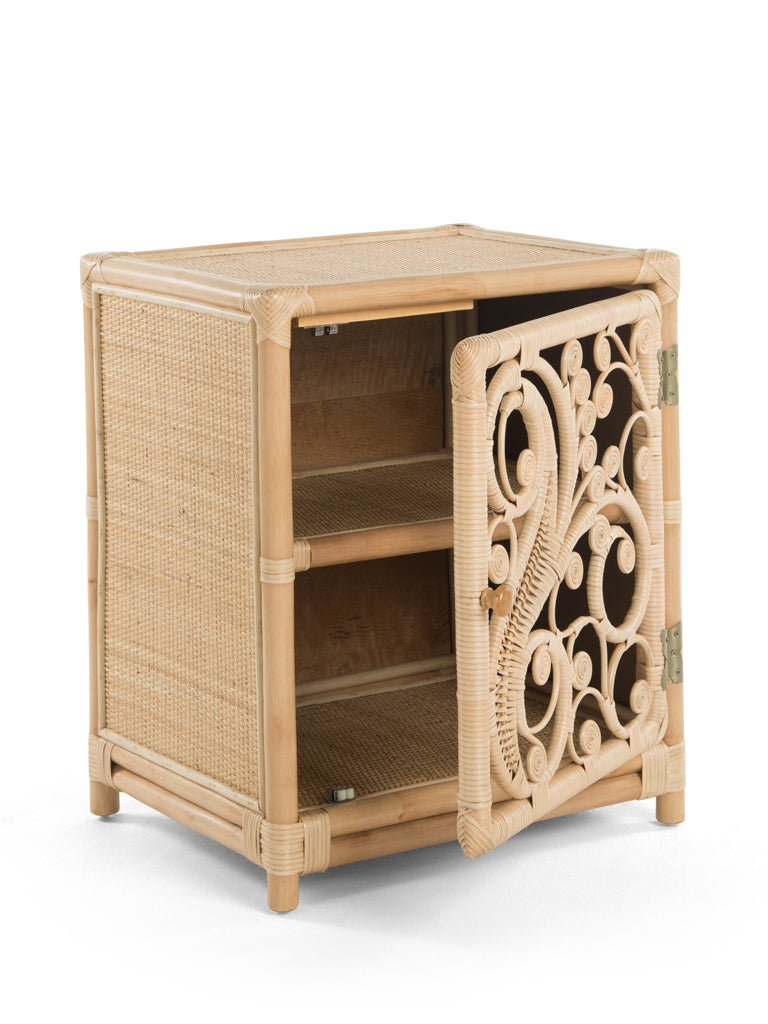 Rattan Peacock Nightstand, Natural Brown