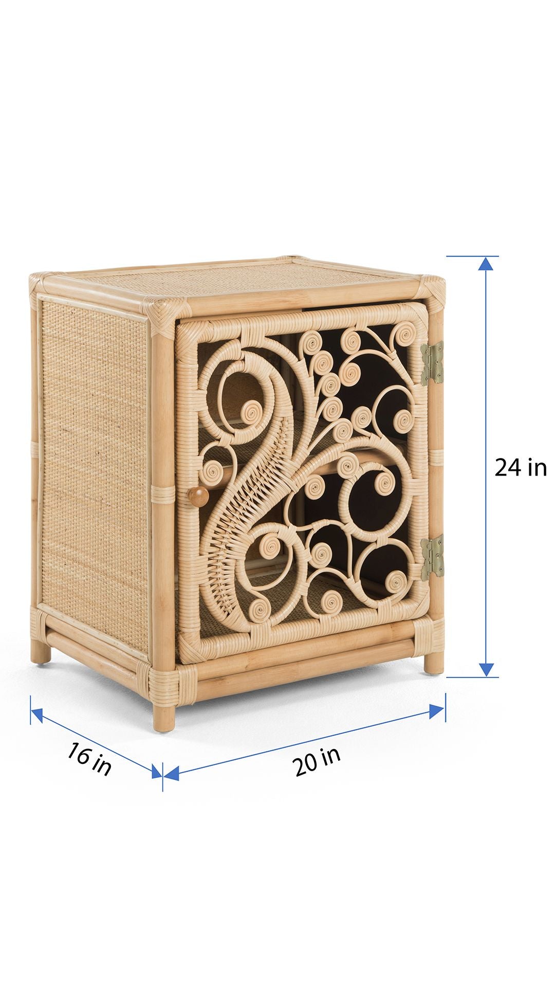 Rattan Peacock Nightstand, Natural Brown