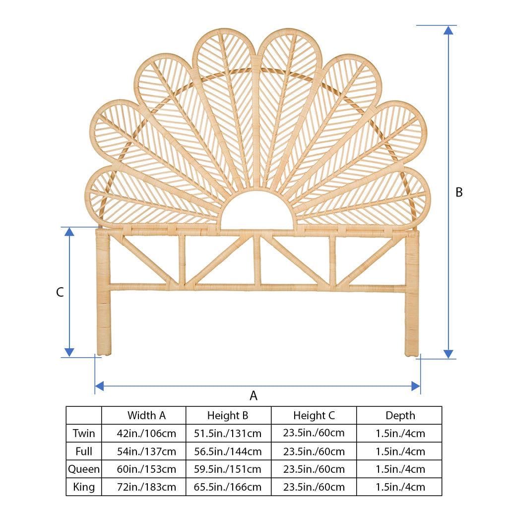 Rattan Petal Headboard,  Natural