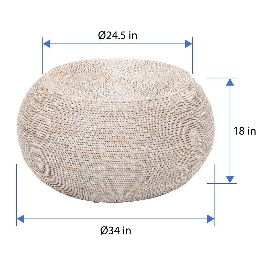 La Jolla Round Rattan Coffee Table