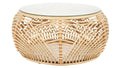 Sibago Rattan Coffee Table with Glass Top, Natural Color