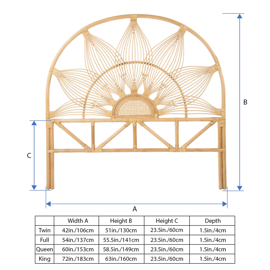 Sunflower Rattan Headboard, Natural