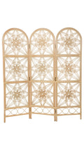 Sunflower Rattan 3-Panel Room Divider, 62 Inches Total Width