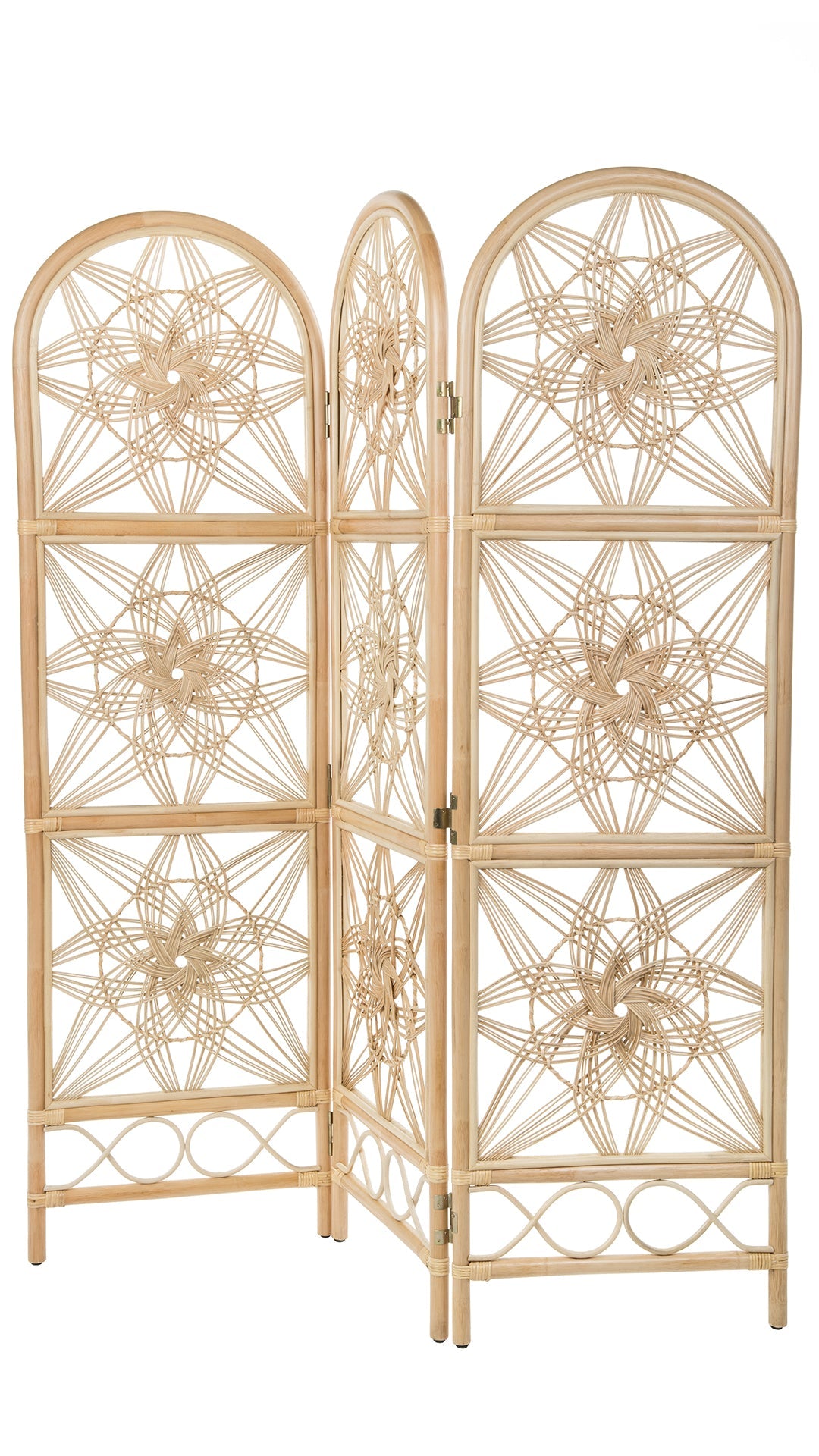 Sunflower Rattan 3-Panel Room Divider, 62 Inches Total Width