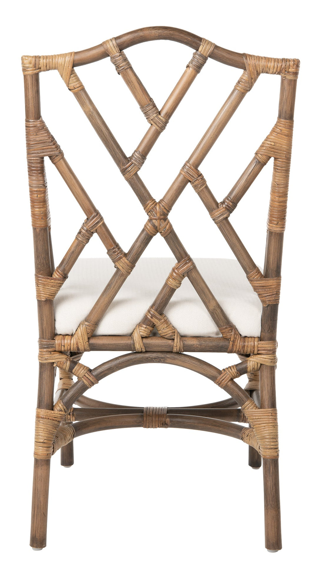 Rattan Chippendale Upholstered Dining Chair, Antique Brown, Set of 2 Chairs