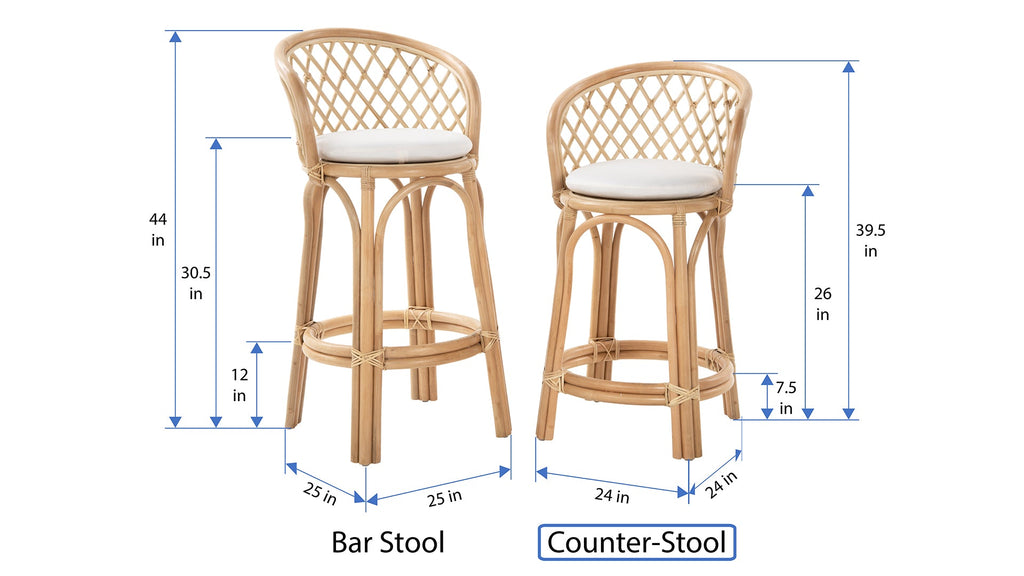 Rattan Criss-Cross Counter Stool, Natural