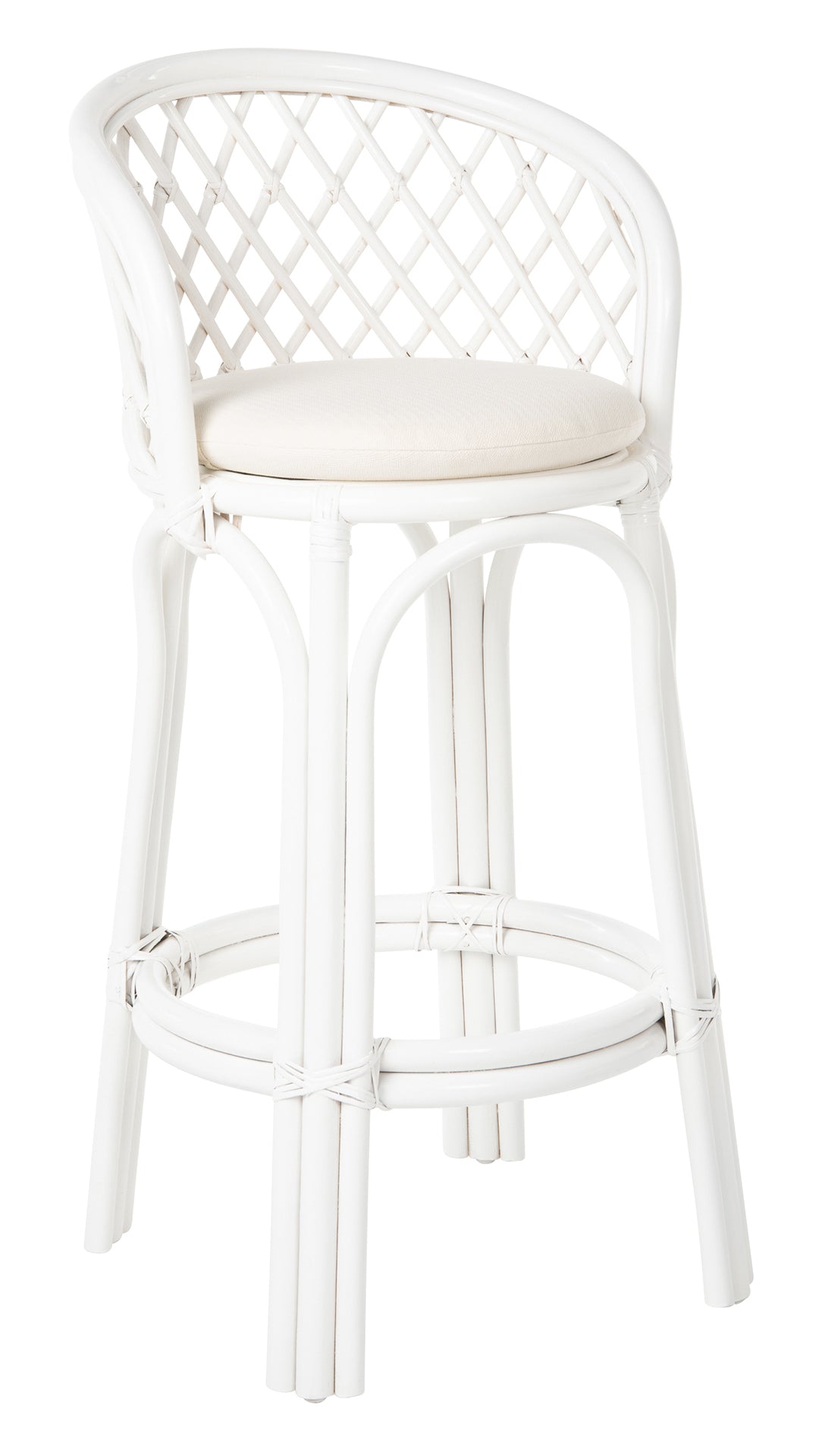 Rattan Criss-Cross Bar Stool, White