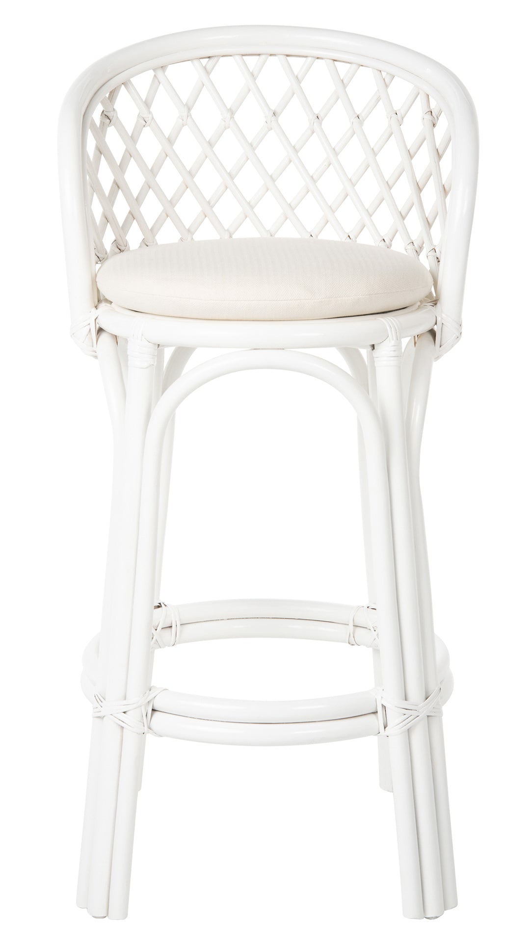 Rattan Criss-Cross Bar Stool, White