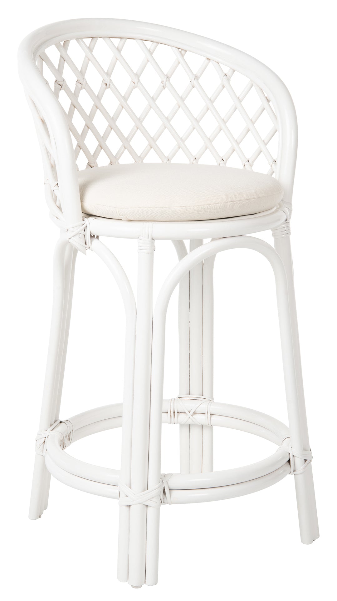 Rattan Criss-Cross Counter Stool, White