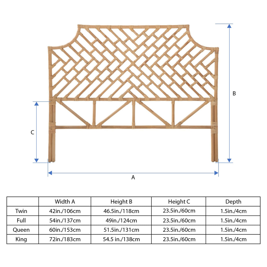 Rattan Chippendale Headboard, Natural