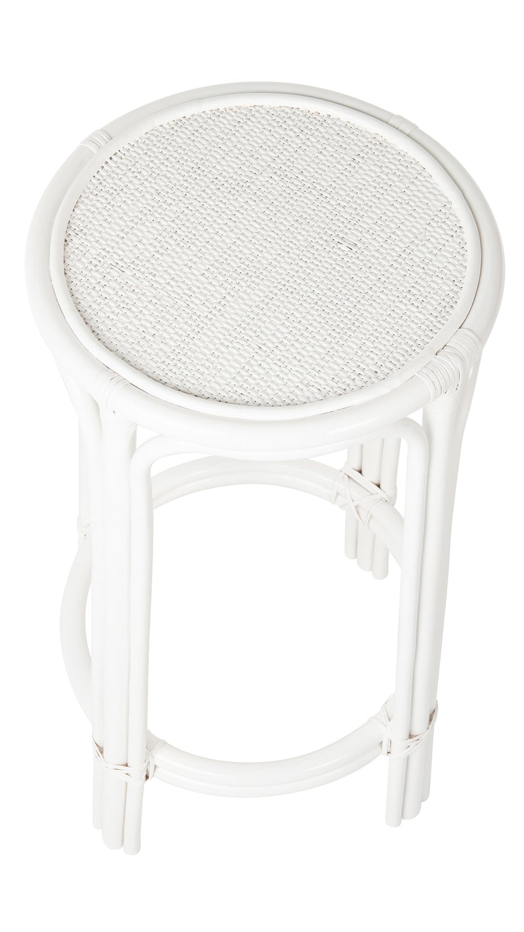 Rattan Lattice Backless Bar Stool, White