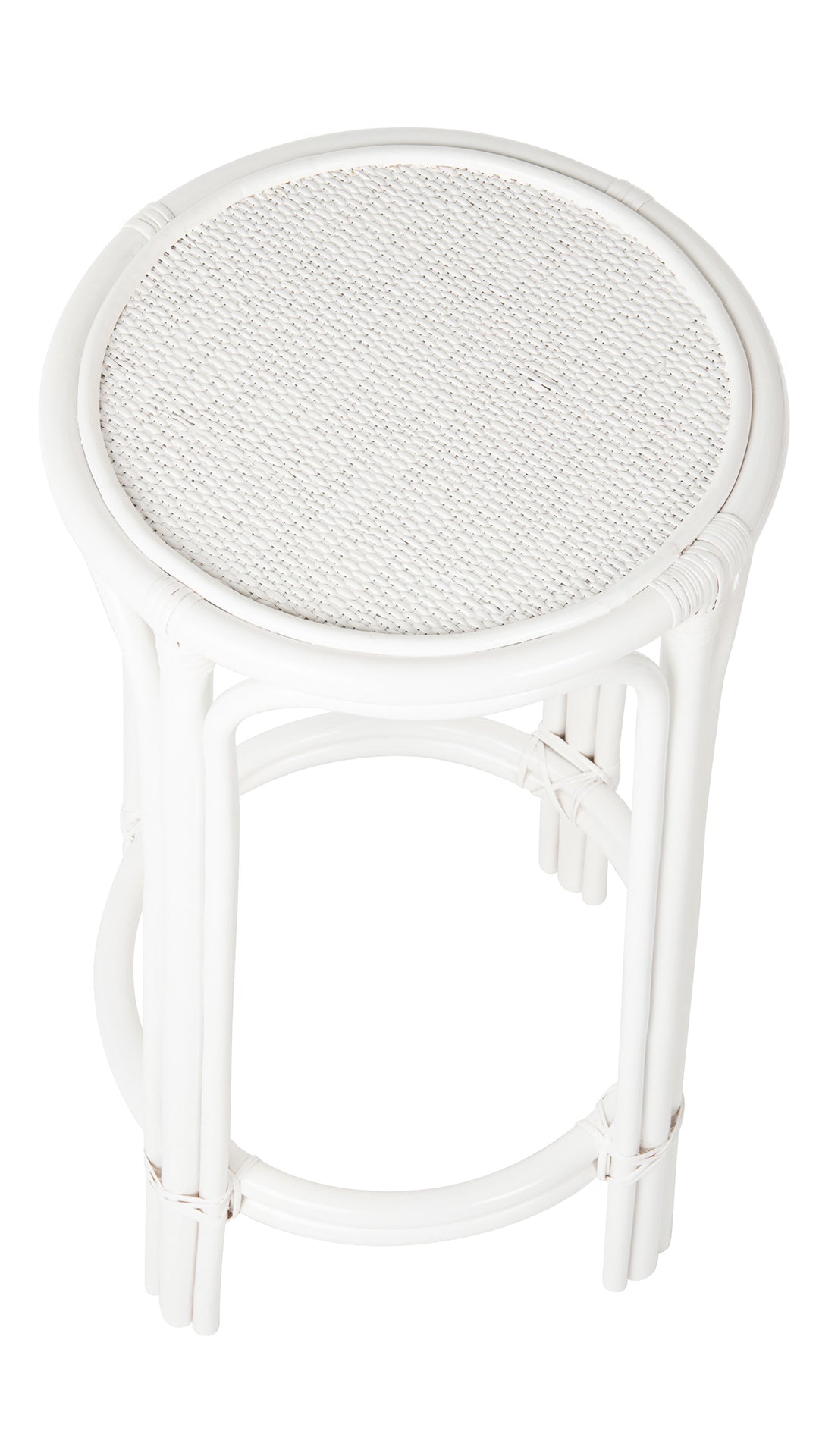 Rattan Lattice Backless Bar Stool, White
