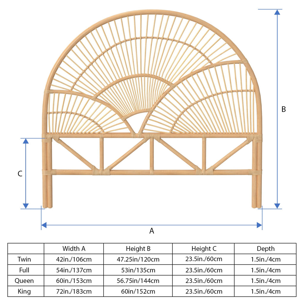 Sunrise Rattan Headboard, Natural
