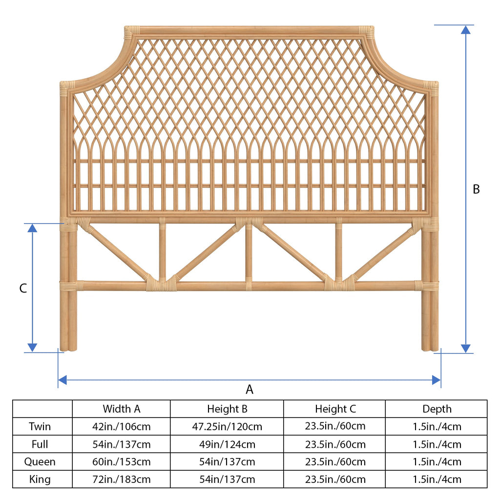 Nias Classic Rattan Headboard , Natural