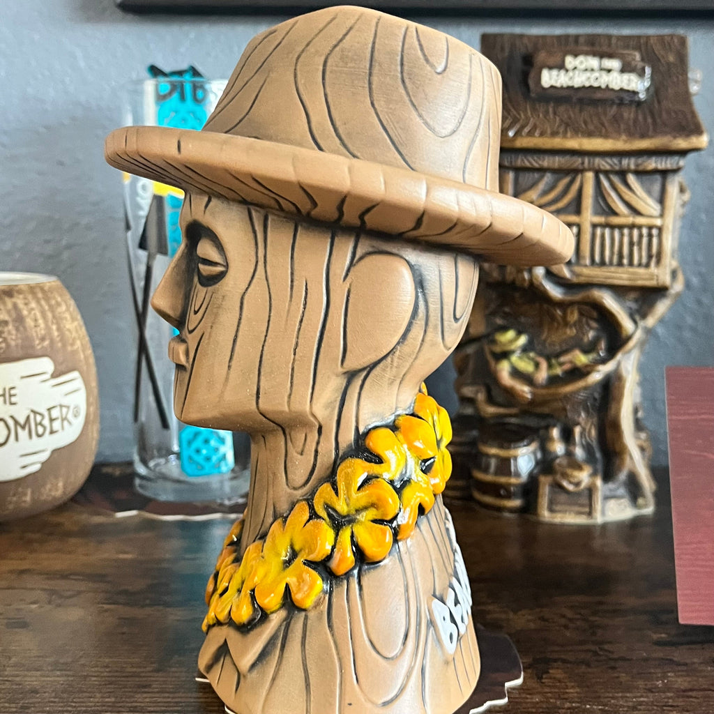 Don The Beachcomber Caricature Tiki Mug - Wooden Donn