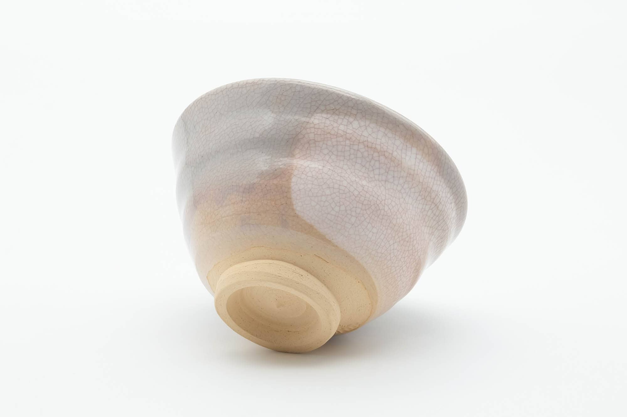 Japanese Matcha Bowl - Beige Pink White Hakeme Glazed Kyo-yaki Chawan - 250ml